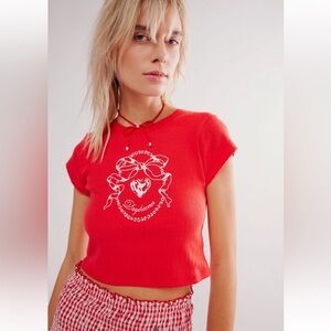 free people x daydreamer bow pointelle tee